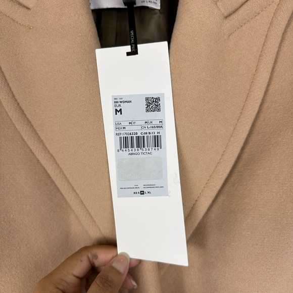 MNG Lapels Pale Pink Sustainable Wool Trench Coat Women’s Sz M NWT - Picture 2 of 11